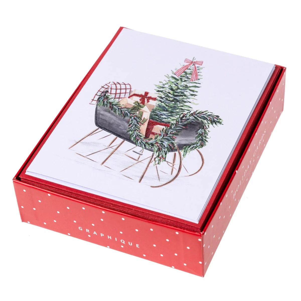 Watercolor Sled Holiday Boxed Cards - Image 3