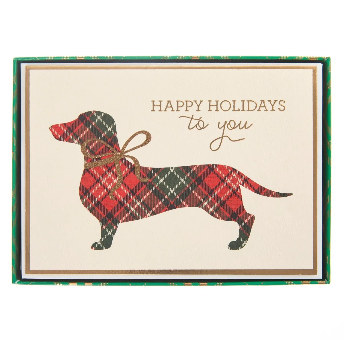 Plaid dachshund Holiday Boxed Cards