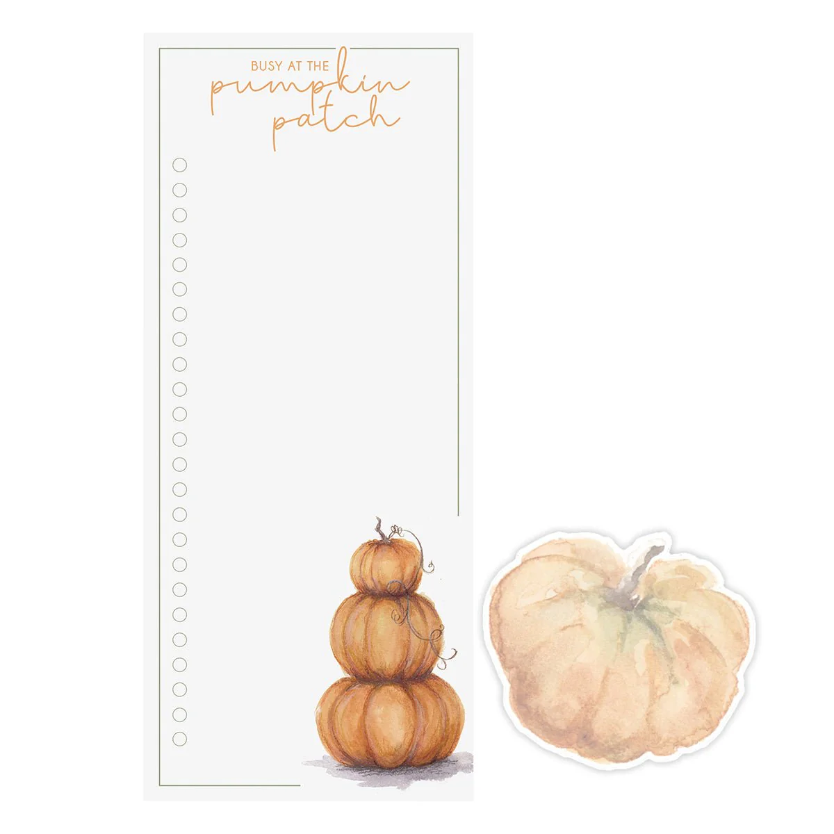Watercolor Pumpkin Magnetic & Small Notepad Set