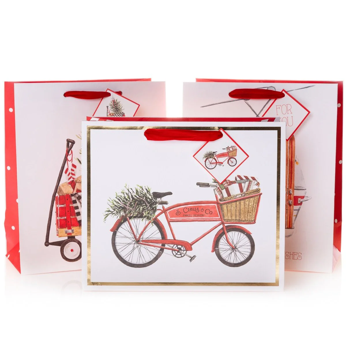 Watercolor Icons Holiday Large Gift Bag Set