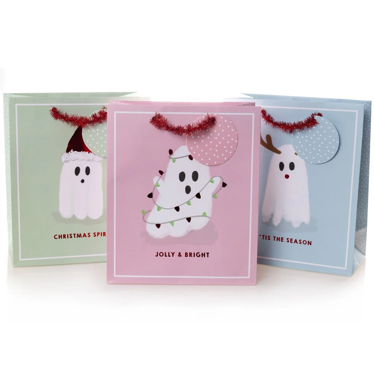 Ghosts Holiday Medium Gift Bag Set