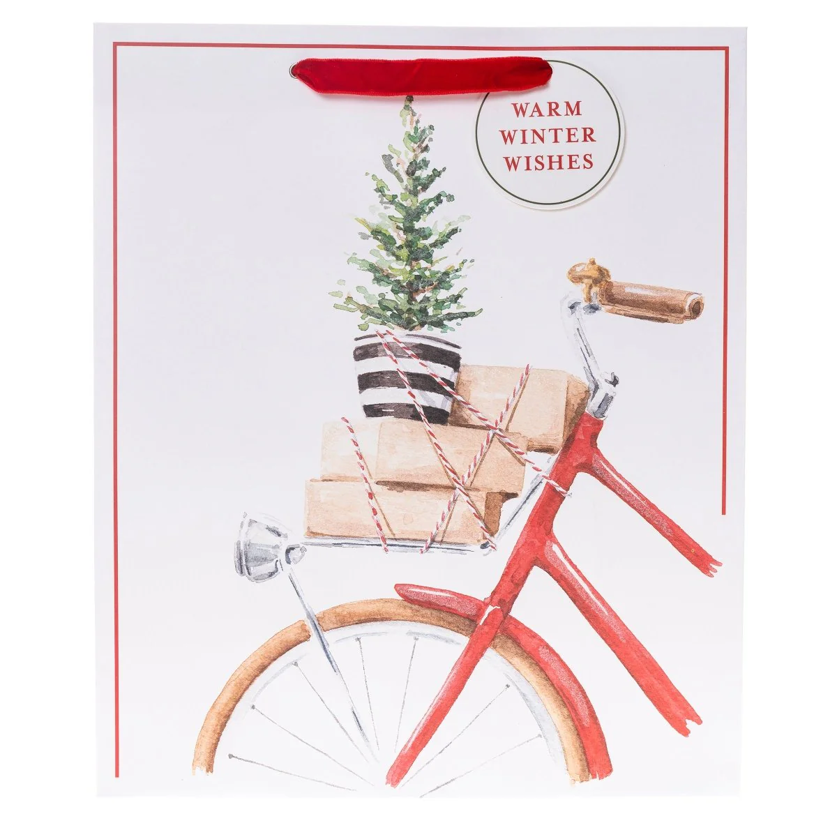 Watercolor Bike Holiday Large Gift Bag