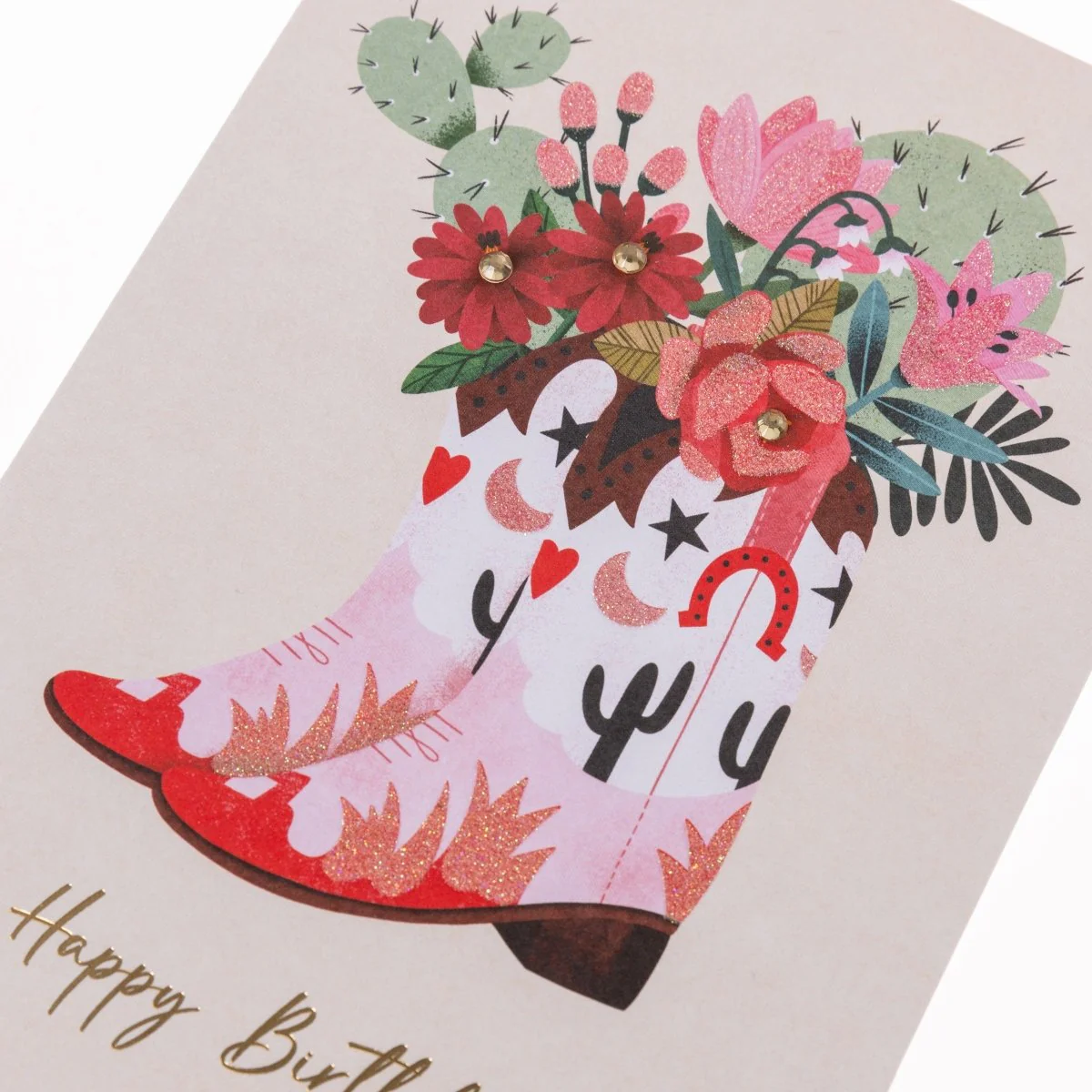 Cowgirl Boots Birthday Handmade Card - Image 3
