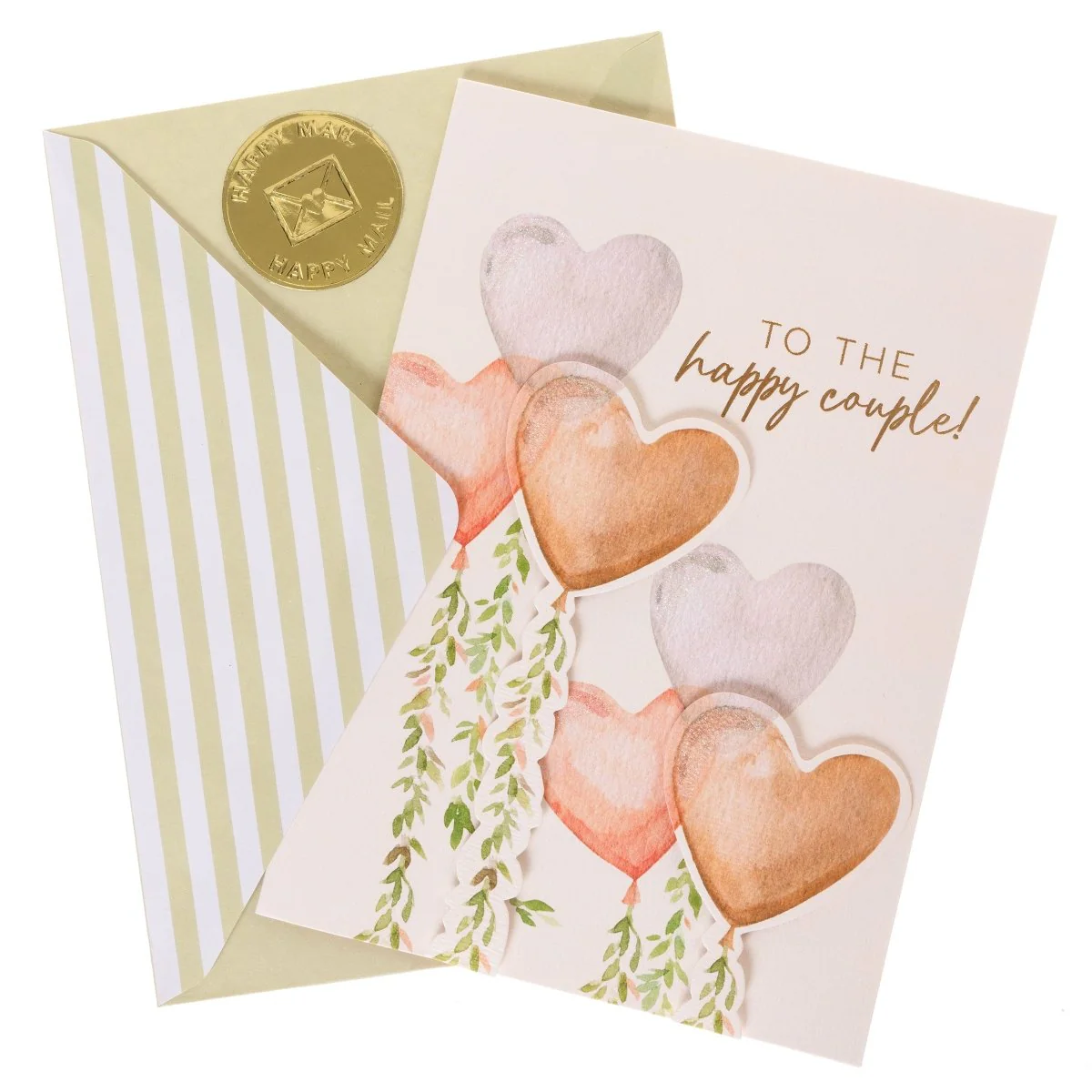 Heart Balloons Wedding Handmade Card