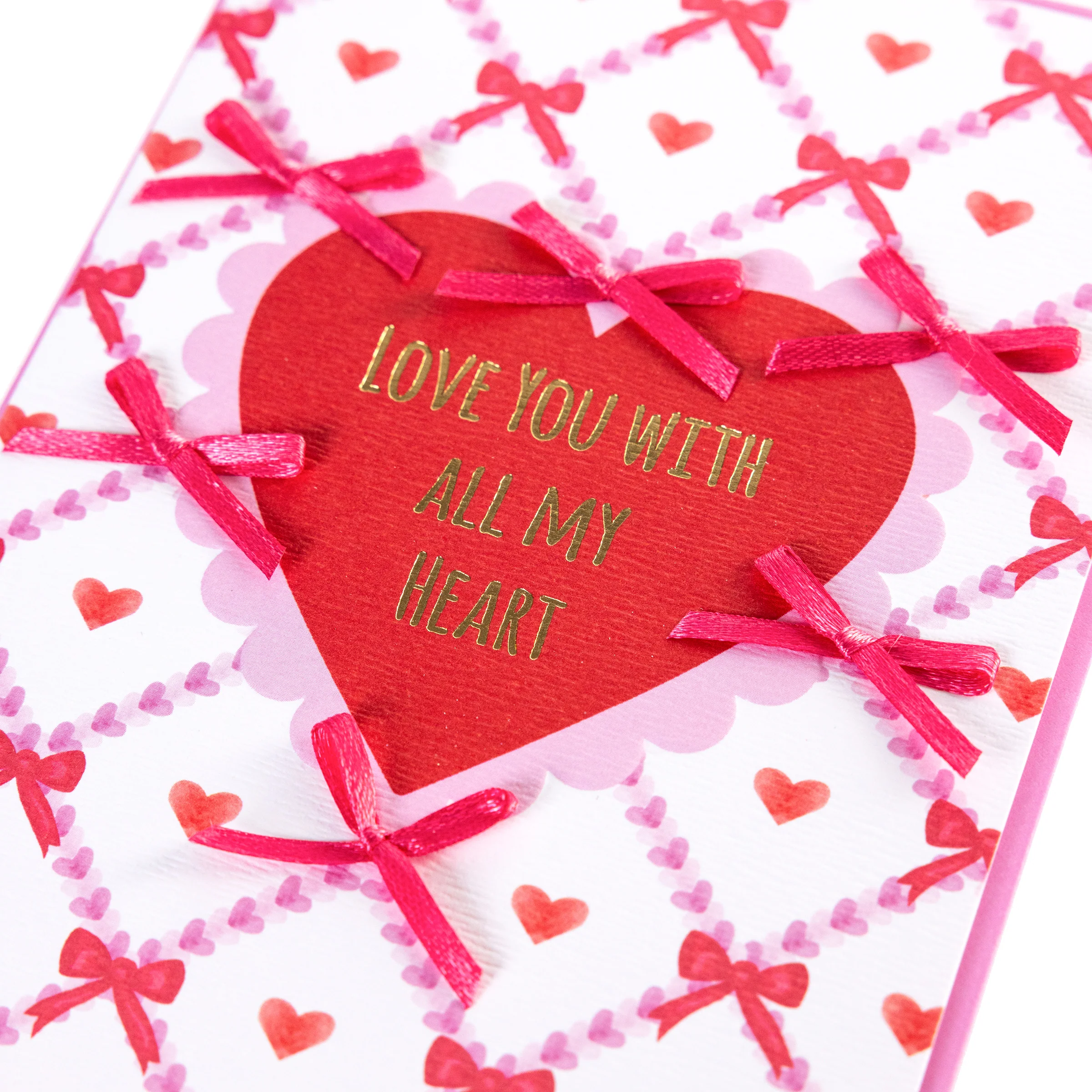 Bow Hearts Valentine's Day Handmade Card - Image 3