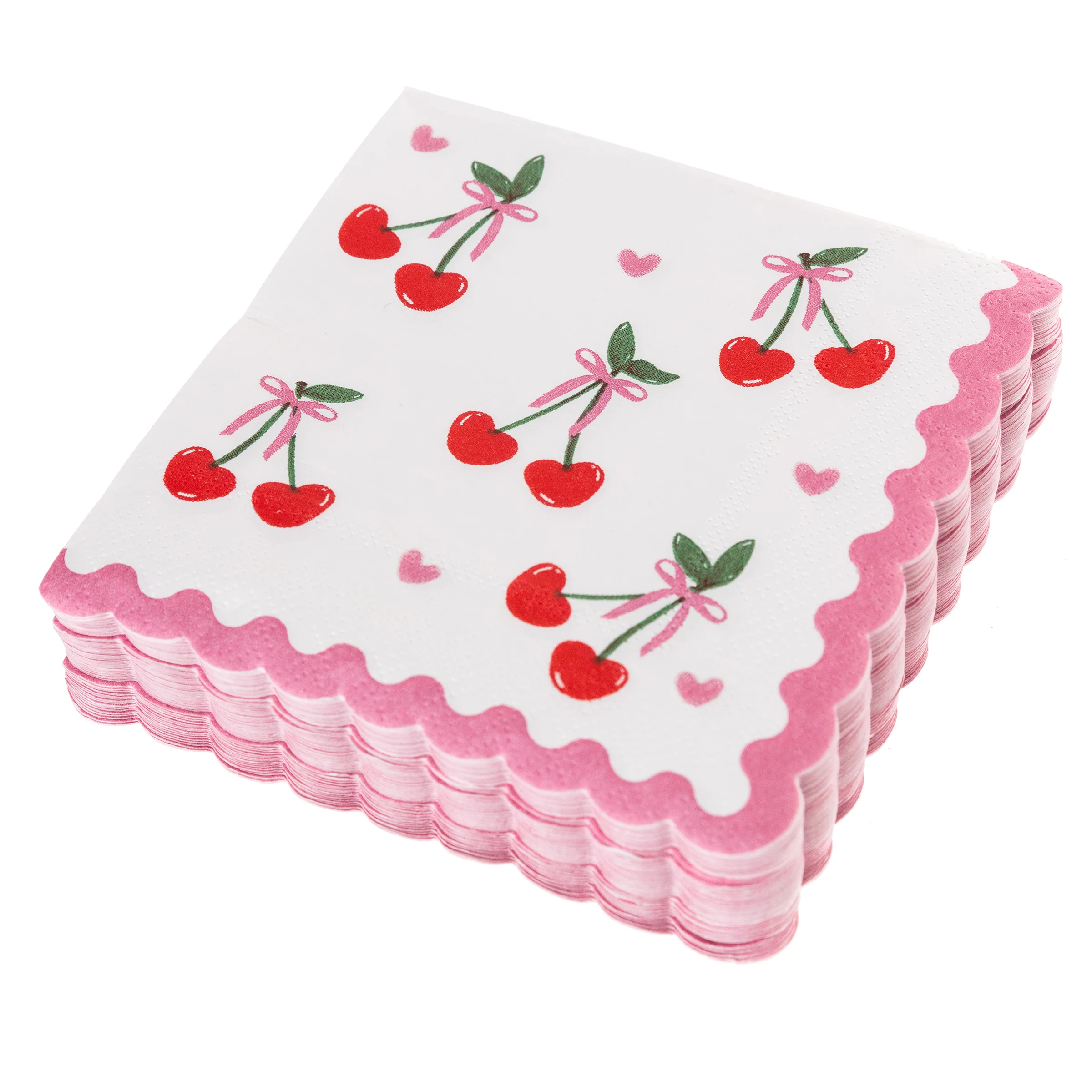 Cherries and Hearts Cocktail Napkins
