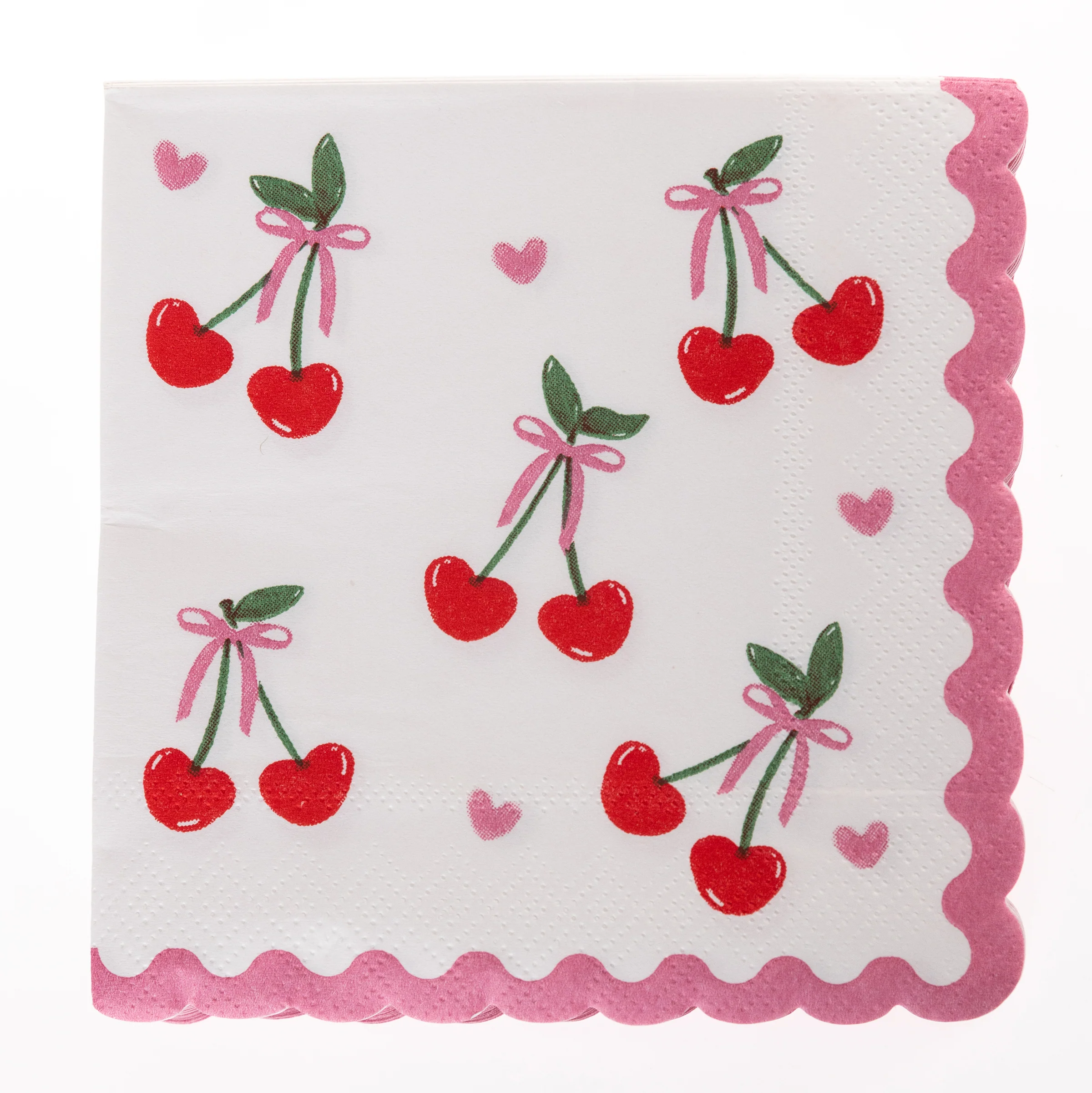 Cherries and Hearts Cocktail Napkins - Image 2