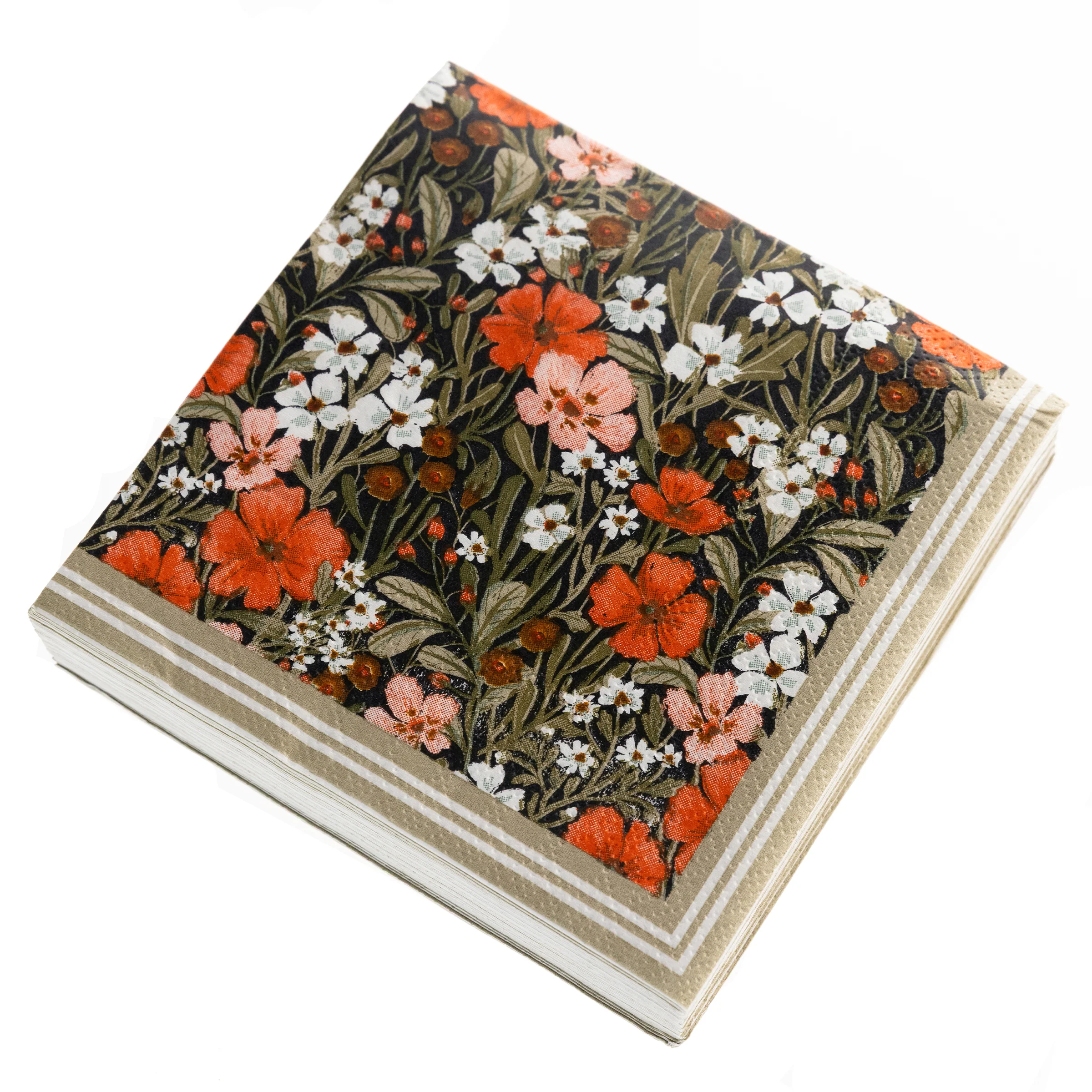 Floral Red Cocktail Napkins