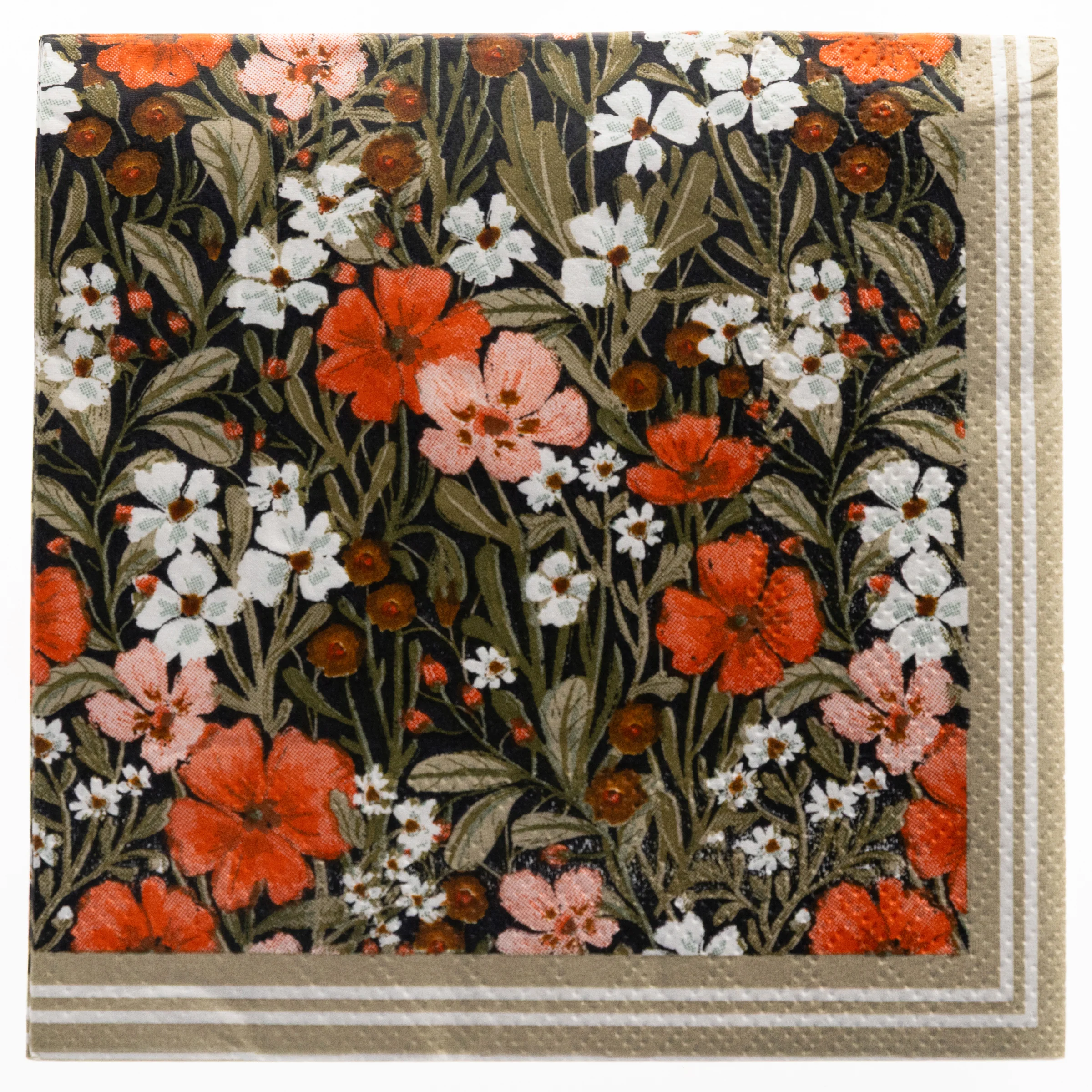 Floral Red Cocktail Napkins - Image 2