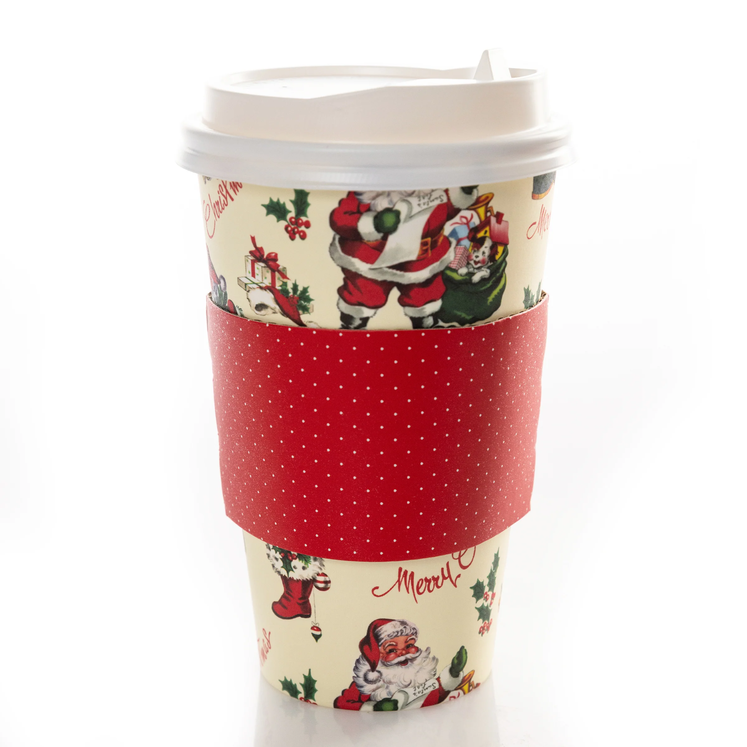 Santa Pattern Holiday Disposable Cups