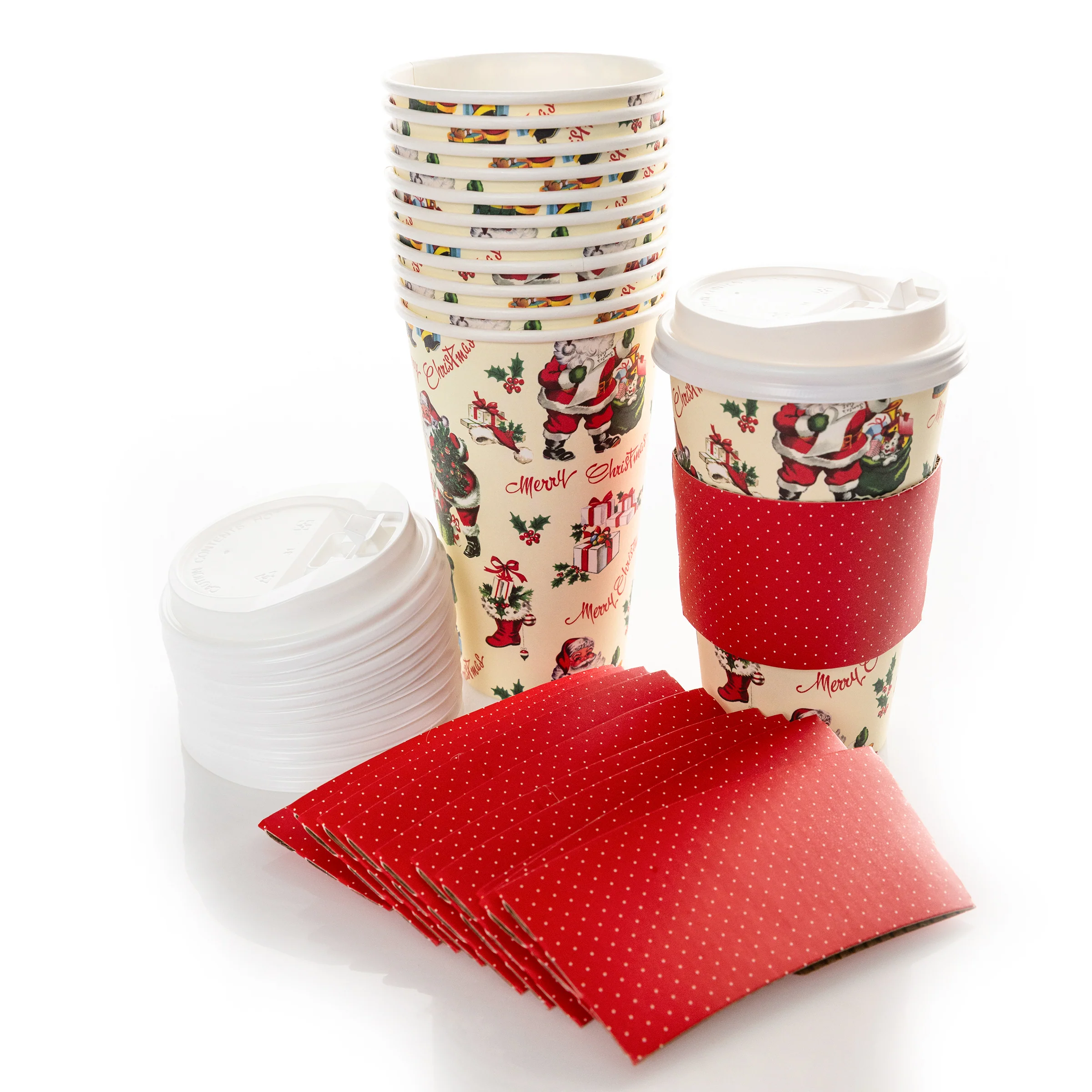 Santa Pattern Holiday Disposable Cups - Image 2