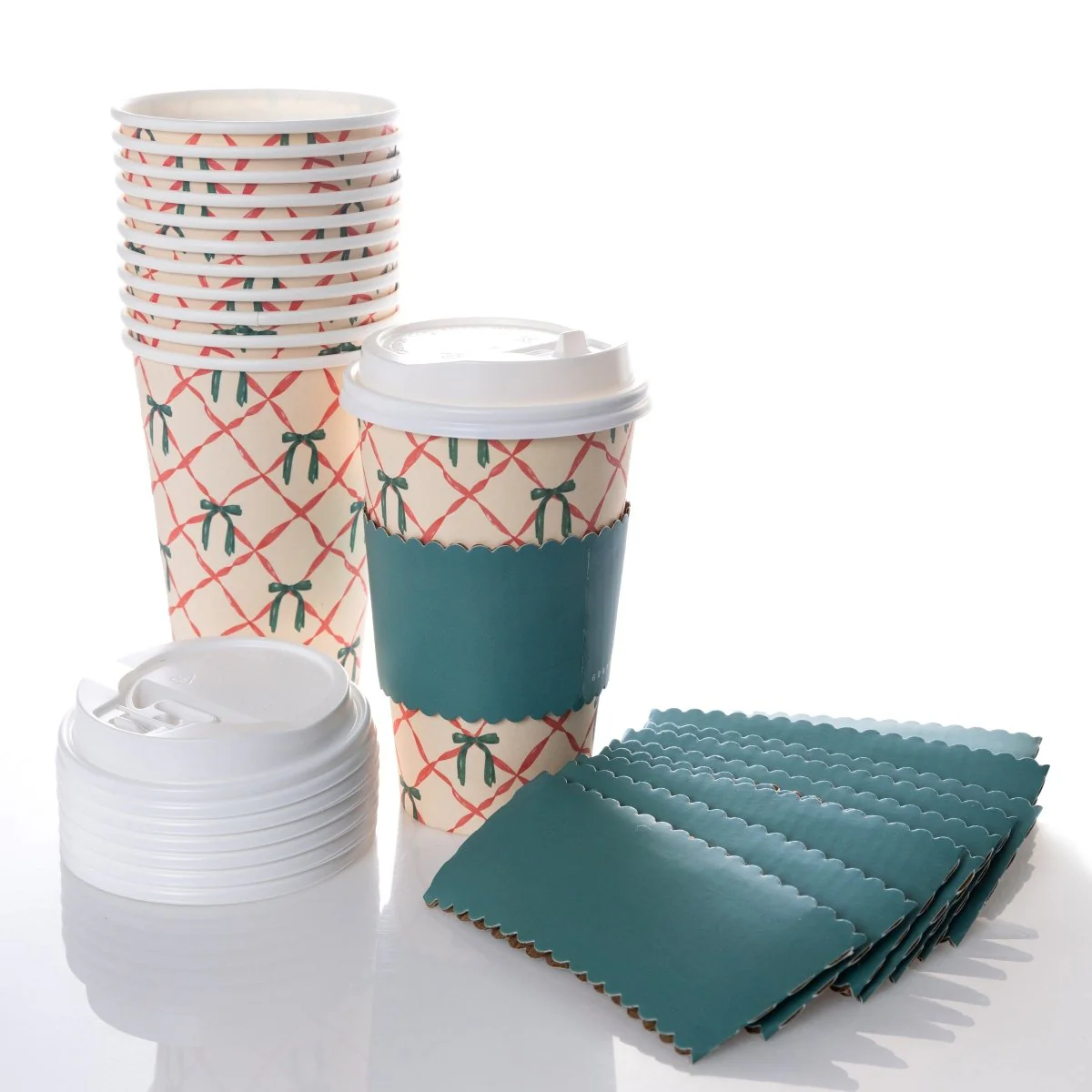 Green Bows Holiday Disposable Cups - Image 2