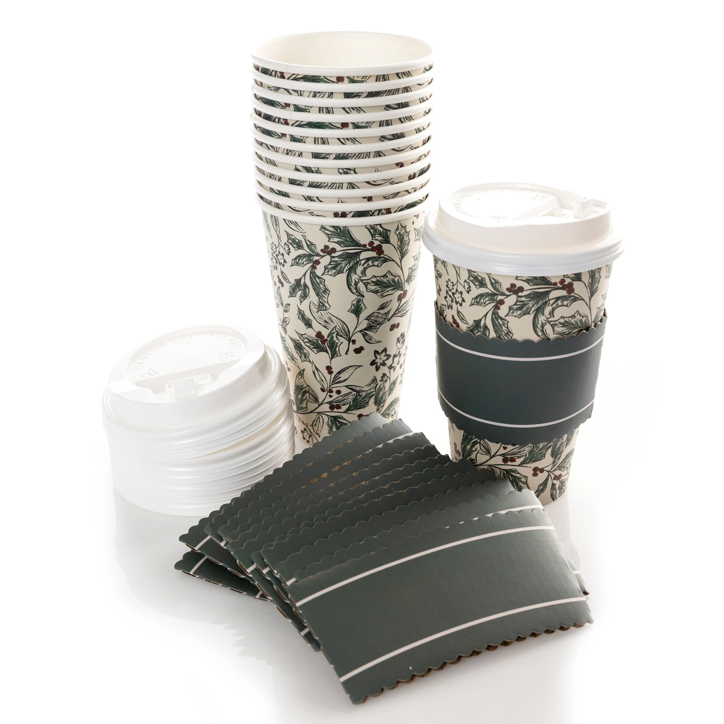 Greenery Pattern Holiday Disposable Cups - Image 2